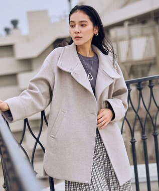 ANY L スタンドコクーンコート グレージュ