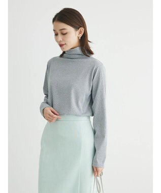 Green Parks ラメリブタートルカットソー Gray