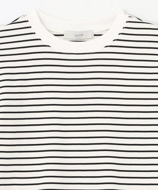 ANY 【UVケア・接触冷感】コンパクトクルーネックＴシャツ オフ×ブラックボーダー