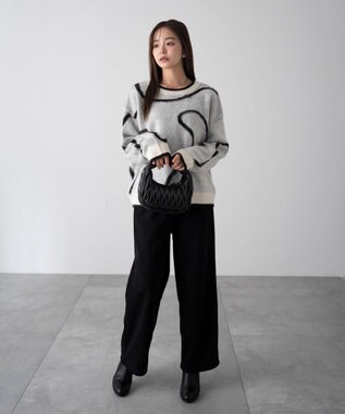 WEGO 【WEB限定/25年秋冬新作/ウエストゴム】裏ベロアワイドイージーパンツ ブラック