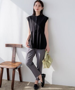 組曲 S 【先行予約】ツイルジャージーペプラム カットソー ブラック系