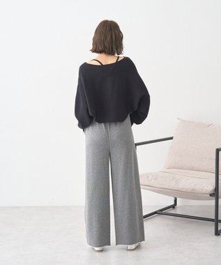 earth music&ecology センターシームタックスウェットパンツ Charcoal Gray