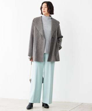 自由区 【撥水加工・洗える】TRギャバ裏起毛ワイド パンツ アイスグリーン