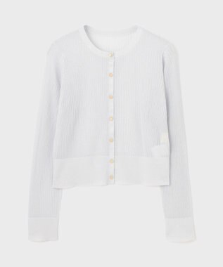 GRACE CONTINENTAL ラメリブシアーニットカーディガン ホワイト