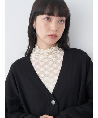 earth music&ecology サイドスリットルーズＶネックカーディガン Black