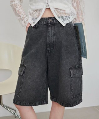 WEGO ヴィンテージウォッシュカーゴハーフパンツ ブラックその他