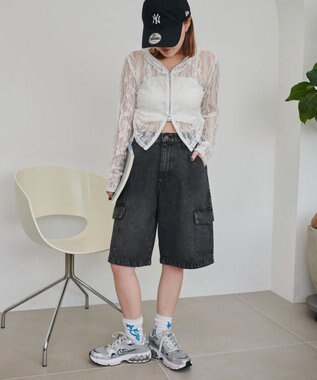 WEGO ヴィンテージウォッシュカーゴハーフパンツ ブラックその他