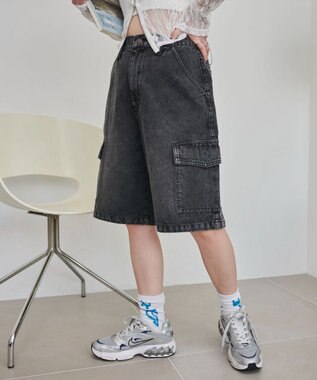 WEGO ヴィンテージウォッシュカーゴハーフパンツ ブラックその他