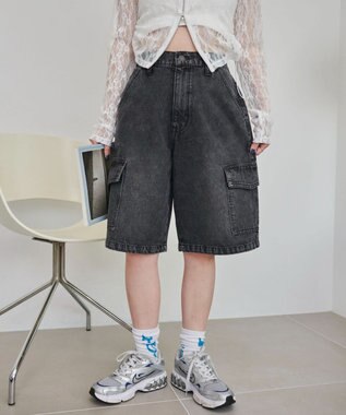 WEGO ヴィンテージウォッシュカーゴハーフパンツ ブラックその他