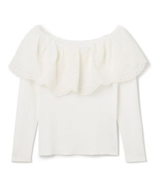 GRACE CONTINENTAL カットワークリブニットトップ ホワイト