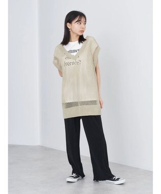 earth music&ecology Ｖネックメッシュベスト Beige