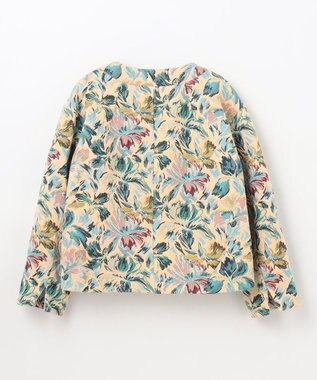 GRACE CONTINENTAL フラワージャガードノーカラージャケット イエロー