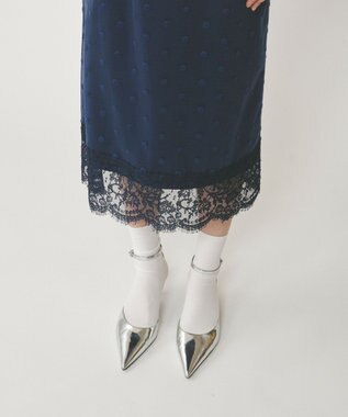 GRACE CONTINENTAL ドットチュールタイトスカート ブルー