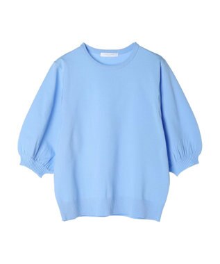 Green Parks パフ５分袖ニットプルオーバー Sax