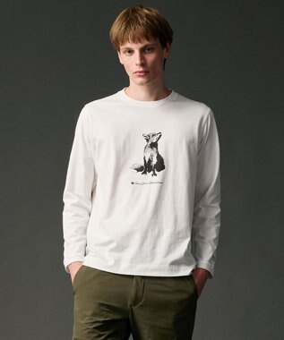 JOSEPH ABBOUD MOUNTAIN 【テーム・ヤルヴィモチーフ】プレーティング天竺 ロングTシャツ ホワイト×キツネ