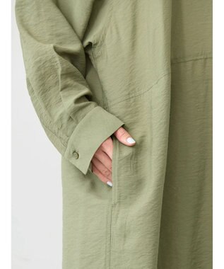 AMERICAN HOLIC 接触冷感バンドカラー切替シャツワンピース Khaki