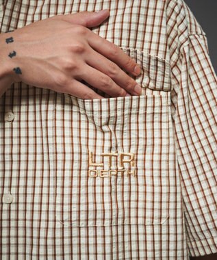 WEGO 【ユニセックス着用ITEM】ミニマムチェックロゴシャツ（SS） ベージュチェック1