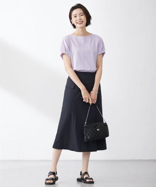 J.PRESS LADIES 【接触冷感・吸水速乾】MULTI EFFECT JERSEY フレンチスリーブ ドルマン カットソー ふじ色系