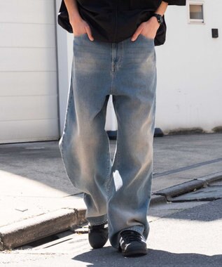 【ウエスト調整可】バギーデニムパンツ