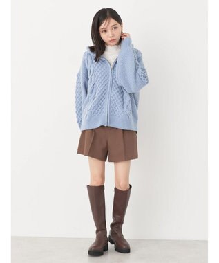 earth music&ecology ケーブルニットパーカー Grayish Blue