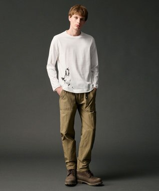 JOSEPH ABBOUD MOUNTAIN 【テーム・ヤルヴィモチーフ】プレーティング天竺 ロングTシャツ ホワイト×ホース