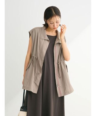 Green Parks ドロストスタンドライトベスト Gray Beige