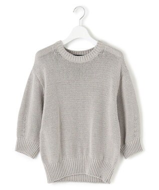 23区 S 【洗える】ルレックスバルキー5分袖 ラメ ニット ライトグレー系