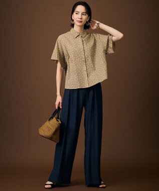 自由区 【SHIHOさん着用・可変デザイン・季節を彩る素材】ワイドライフィア トートバッグ ブラウン