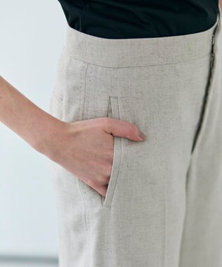 BEIGE， 【洗える】CAROLE / リネンライクフルレングスワイドパンツ Sand