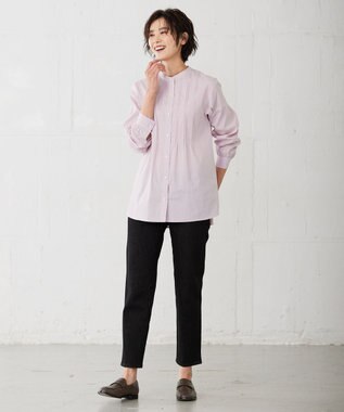 J.PRESS LADIES 【洗える】 BEZ VEGA ピンタック ストライプ ブラウス ピンク系1