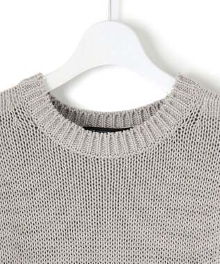 23区 S 【洗える】ルレックスバルキー5分袖 ラメ ニット ライトグレー系