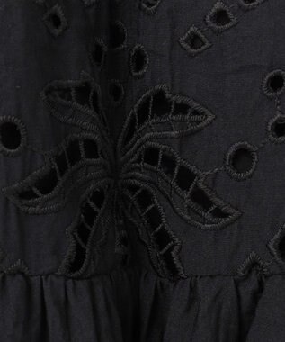 GRACE CONTINENTAL ヤシ柄カットワークワンピース ブラック