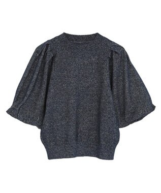 earth music&ecology ラメモールパフスリニットプルオーバー Navy