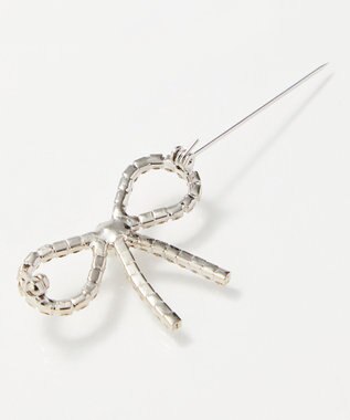 Phoebe リボンパールビジューブローチ　シルバー シルバー