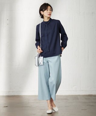 J.PRESS LADIES 【洗える・吸水速乾】 ライトアムンゼンドットPT リボン ブラウス ネイビー系5