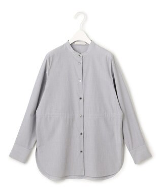 ICB 【洗える】 クリーンブロード バンドカラーシャツ ブラックストライプ系