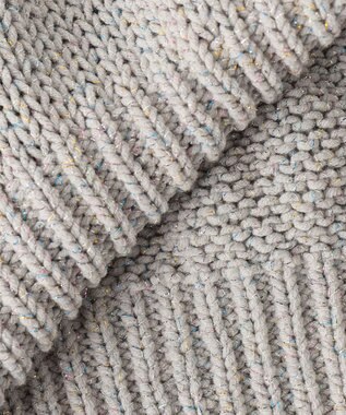 23区 S 【洗える】ルレックスバルキー5分袖 ラメ ニット ライトグレー系