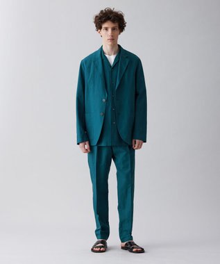 UNFILO MENS ライトリネン オープンカラーシャツ [23年春夏商品] ダークグリーン