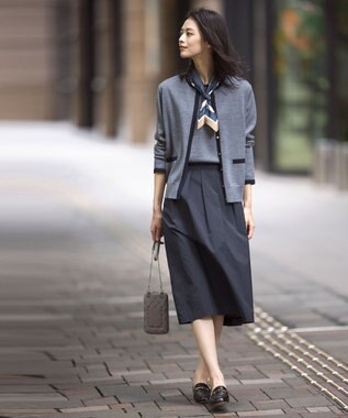 J.PRESS LADIES S 【洗える】グレイス メモリータフタ タック スカート ネイビー系