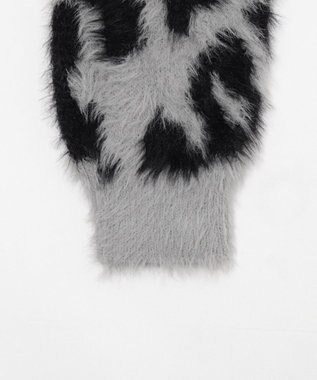 WEGO レオパードシャギーショートニット グレー