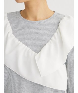 Green Parks ・ＳＵＧＡＲ　ＳＰＯＯＮ　アシンメトリーフリルロンＴＥＥ Gray Mixture