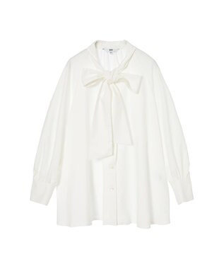DAKS ボウタイカラーオーバーサイズブラウス ホワイト