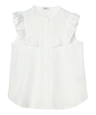 earth music&ecology デコルテレースフリルブラウス Off White