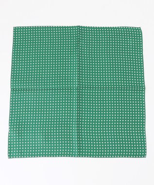 J.PRESS MEN 小紋ハンドプリント チーフ ピーコックグリーン系5