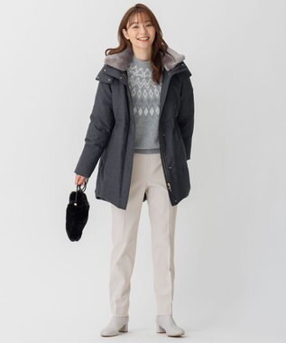 自由区 【ファー取り外し可】ライトウールダウン グレー系