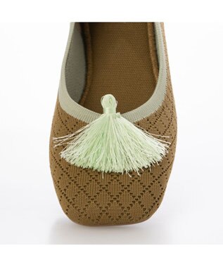 ing <ing>【サステナブル】２WAYスクエアトゥニットパンプス ベージュコンビ