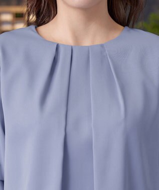 Tiaclasse 【新色追加・洗える】つまみタック袖レイヤードブラウス ブルー