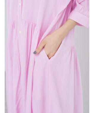 earth music&ecology レーヨンストライプワンピース Pink