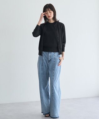 YECCA VECCA 【マシンウォッシャブル】ノースリーブリブニット Black