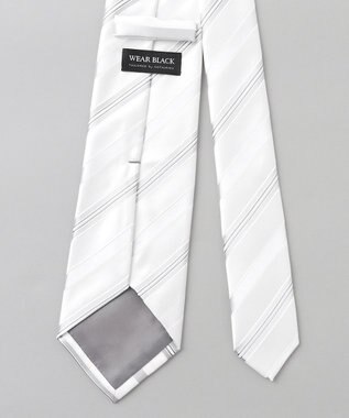 GOTAIRIKU 【WEAR BLACK】フォーマル用_ストライプ ネクタイ ホワイト系1
